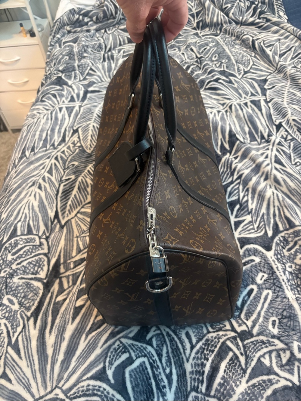 Keepall 50 Monogram Duffel with Brown Canvas and Black Trim - Picture 2 of 6
